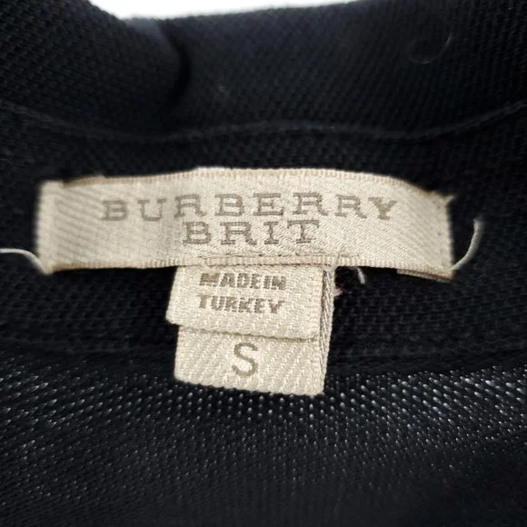 Men's Burberry Brit 100% Cotton Long Sleeve Polo S Black - Picture 4 of 16